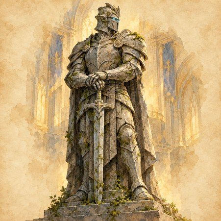 Ilustración de una estatua guardiana