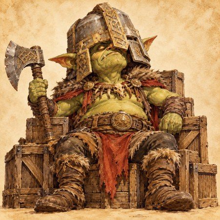 Ilustración de Grubnak, jefe goblin